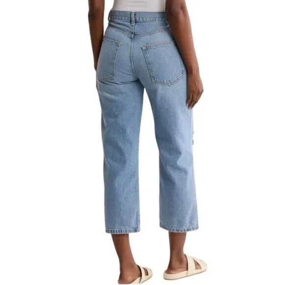 NEW Etica Altin Loose Fit Crop Button-Fly‎ Jeans Ithaca/Lighter Wash Size 25